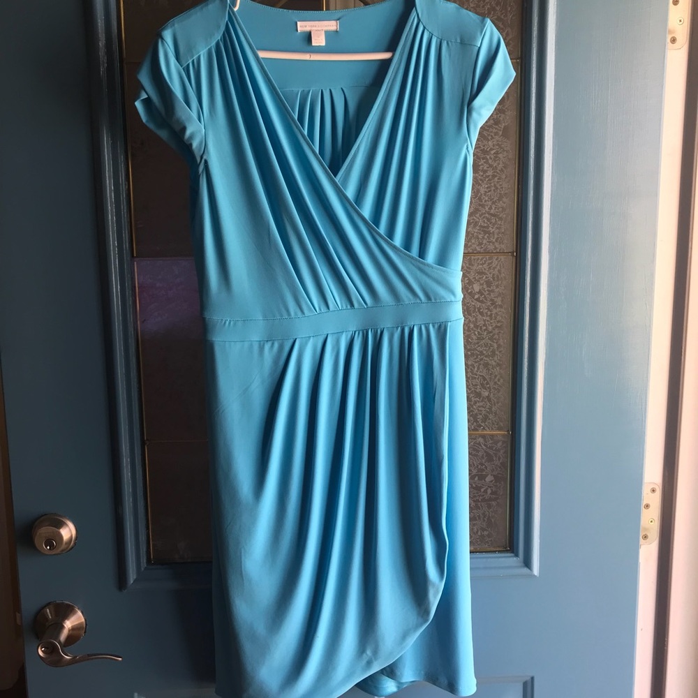 Teal NY&Co wrap style dress